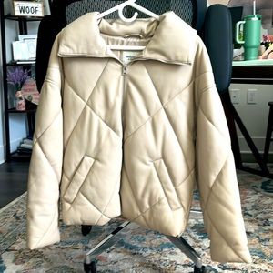 Abercrombie&Fitch Beige Vegan Leather Jacket